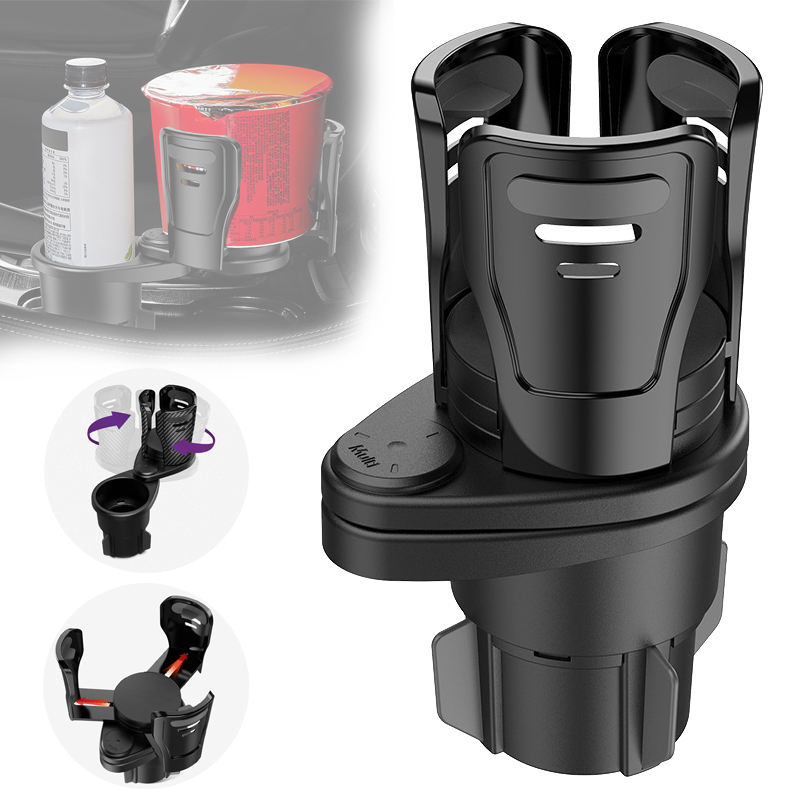 GreatYYT B16 2-in-1 Multifunctio<i></i>nal Car Cup Holder - Adjustable 360° Rotating Drink Phone Holder